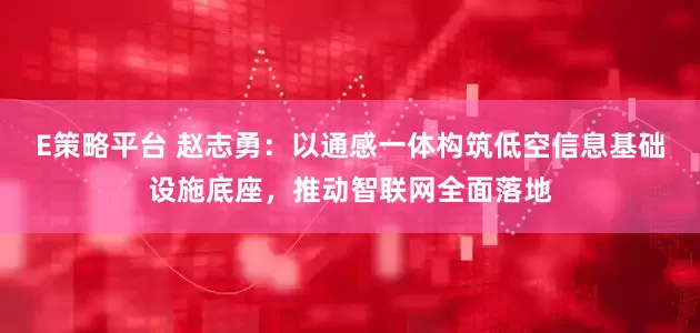 E策略平台 赵志勇：以通感一体构筑低空信息基础设施底座，推动智联网全面落地