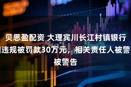 贝思盈配资 大理宾川长江村镇银行因违规被罚款30万元，相关责任人被警告